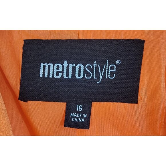 MetroStyle Blazer Bright Orange Jacket Sz 16 Lined Zip Around Adjustable - Picture 2 of 7